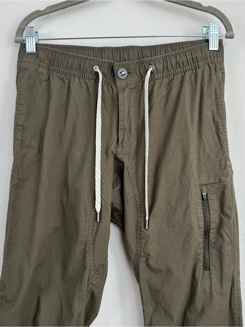 Vuori Ripstop Climber Pants Mens S Stretch Outdoor Casual Drawstring Olive Green - Picture 3 of 13